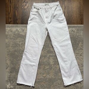 High Waisted Kick Flare White Jeans